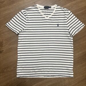 Ralph Lauren womens Navy and White Striped 100% cotton Tee